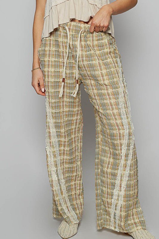 How To Style: Wide Leg Pants - Checkered - Lace Trim - Adjustable Waist