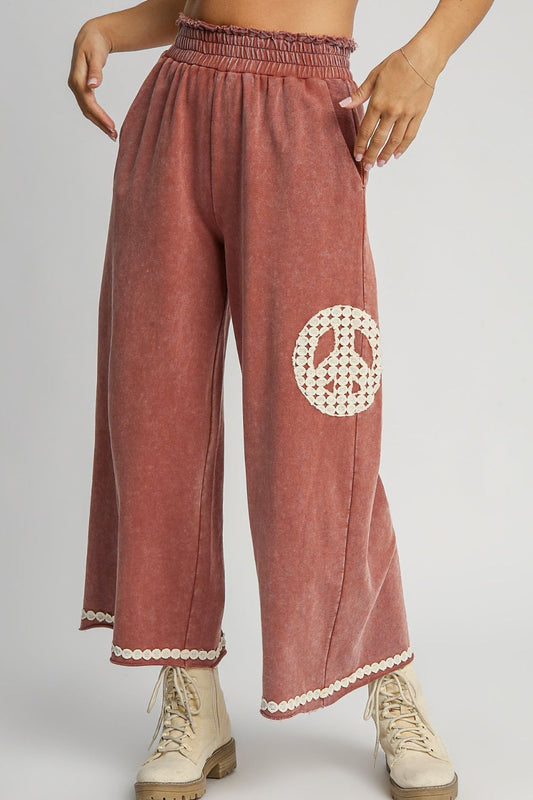 How To Style: Wide Leg Pants - Cotton Lace Trim - Pockets - Mineral Wash