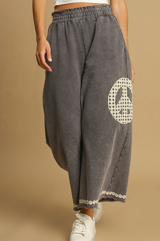 How To Style: Wide Leg Pants - Cotton - Lace Trim - Pockets - Mineral Wash