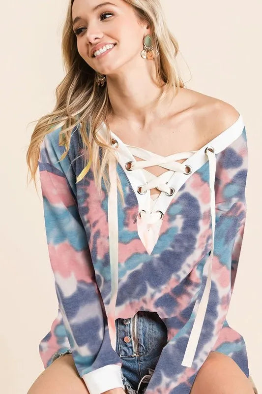 How To Style: V-Neck Top - Tie Dye - Lace Up - Bohemian Style - Casual Wear