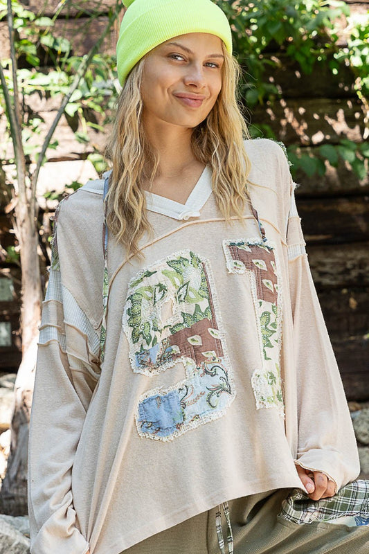 How To Style: V-Neck Hooded Top - Exposed Seams - Sporty Patch - Casual Style