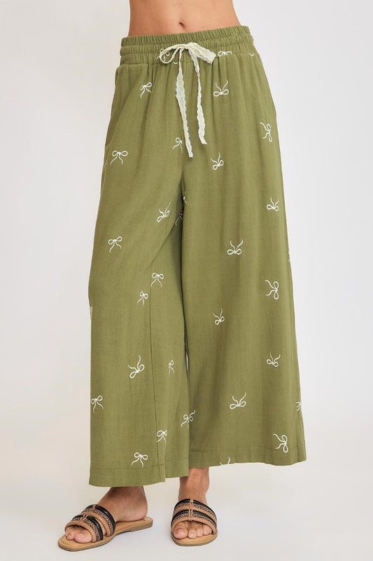 How To Style: Wide-Leg Pants - Linen Cotton - Embroidered Lace Drawstring