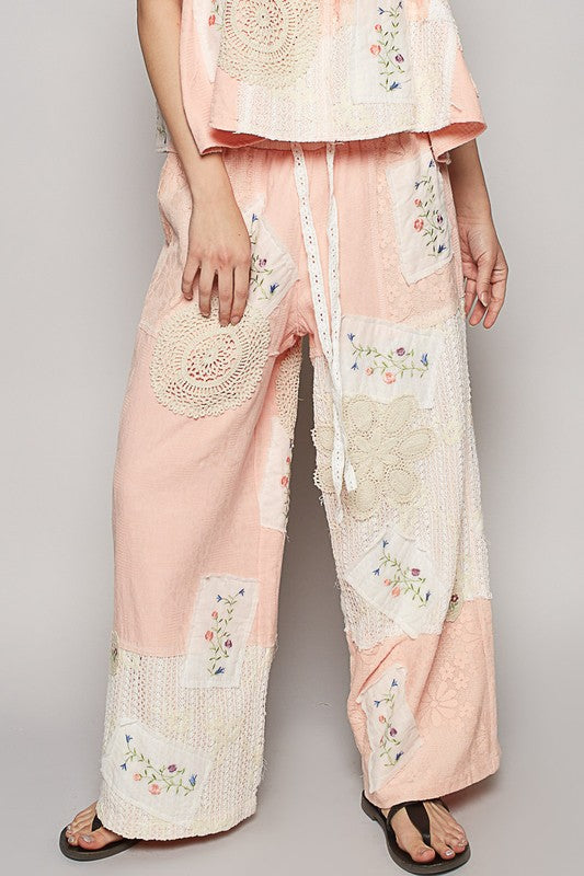 How To Style: Wide Leg Cotton Pants - Embroidered Lace - Drawstring Waist