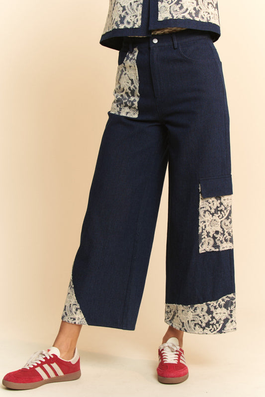 How To Style: Wide Leg Denim Jeans - Lace Applique - Cotton - No Stretch
