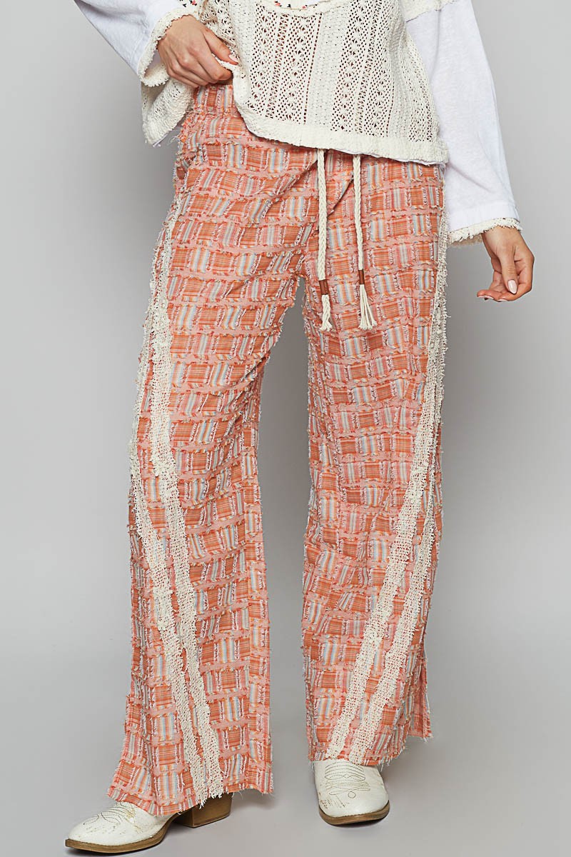 How To Style: Wide Leg Pants - Checkered Cotton - Lace Trim - Drawstring Waist