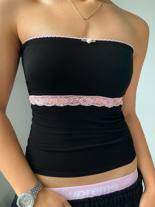 How To Style: Tube Top - Lace Detail - Stretch Polyester Blend