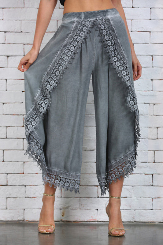 How To Style: Wide Leg Pants - Plus Size - Lace Detail - Machine Washable