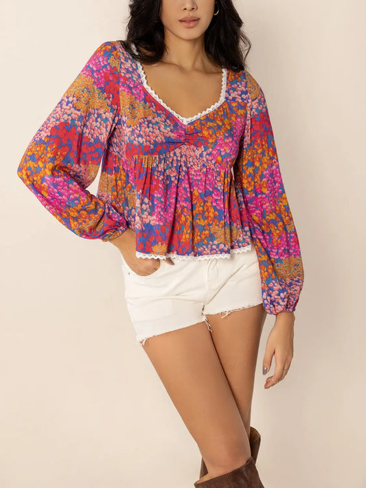 How To Style: Viscose Top - Ruched Lace Detail - Sheer Finish