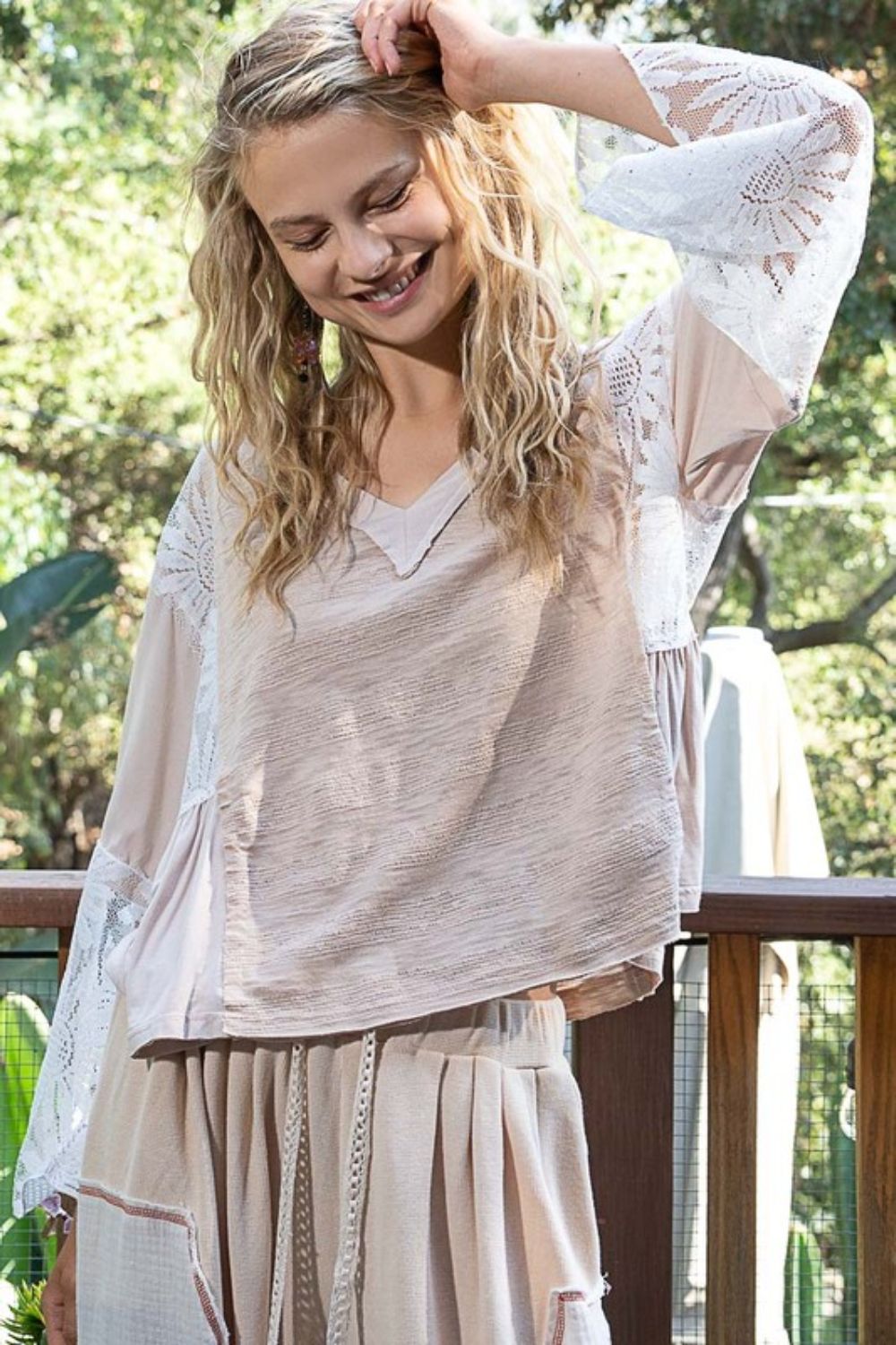 Elegant Lace V-Neck Flare Sleeve Blouse Apparel & Accessories > Clothing > Tops Only Available for U.S. Residents POL Ship from USA sync-pinterest
