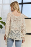 Beige Lace Cover Up - Crochet - Boat Neck 5-7-usa ADORA Ship from USA