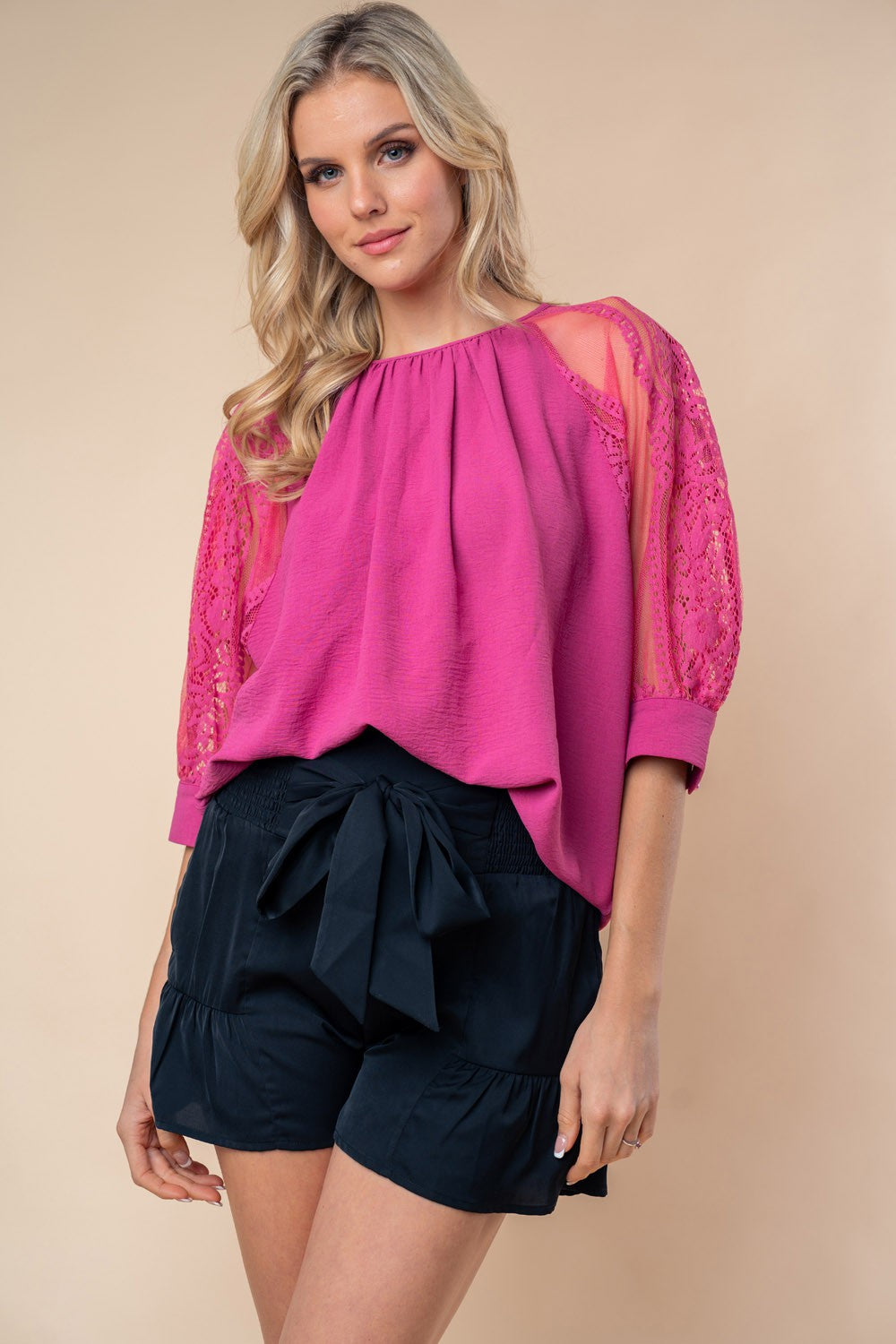 Mauve Lace Blouse - Half Sleeve - Round Neck Clothing & Accessories > Clothing > Tops > Blouses autopostr_pinterest_71901 birch blouse half lace neck PinterestNew round sleeve white