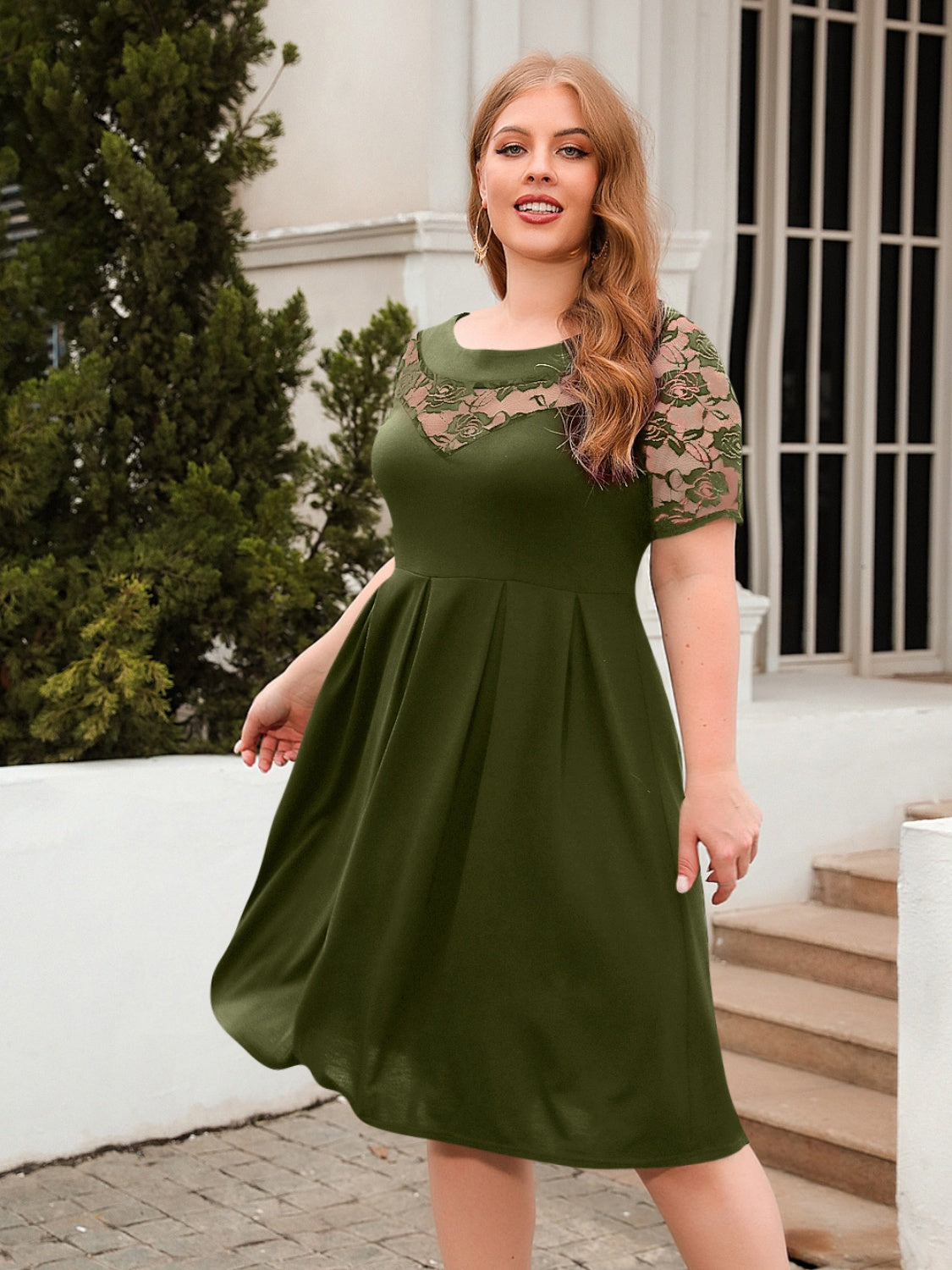 Plus Size Semi-Sheer Lace Cotton Dress with Short Sleeves, Round Neck Apparel & Accessories > Clothing > Dresses A@Y@Y Dress Neck Neck Short Neck Short Sleeve Plus Plus Size Round Round Neck Round Neck Short Ship From Overseas Short Short Sleeve Short Sleeve Dress Size Sleeve Sleeve Dress sync-pinterest T V