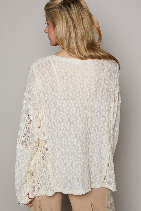 Cream Lace Top - Round Neck - Long sleeve - Buttoned Clothing & Accessories > Clothing > Tops autopostr_pinterest_71101 autopostr_pinterest_71118 autopostr_pinterest_71178 autopostr_pinterest_71277 edge lace long neck pol raw round sleeve top