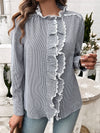 Lace Blouse - Ruffled Sheer Opaque Design - Polyester Cotton Apparel & Accessories > Clothing > Tops DY Ship From Overseas sync-pinterest