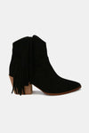 Black Ankle Boots - Suede - Fringe - Point Toe - Bohemian - Trendy 5-5-shoes-usa Beast Fashion Ship from USA