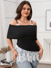 Lace Detail Blouse - Plus Size Stretch Polyester 1XL-4XL Apparel & Accessories > Clothing > Tops > Blouses Honey Ship From Overseas sync-pinterest
