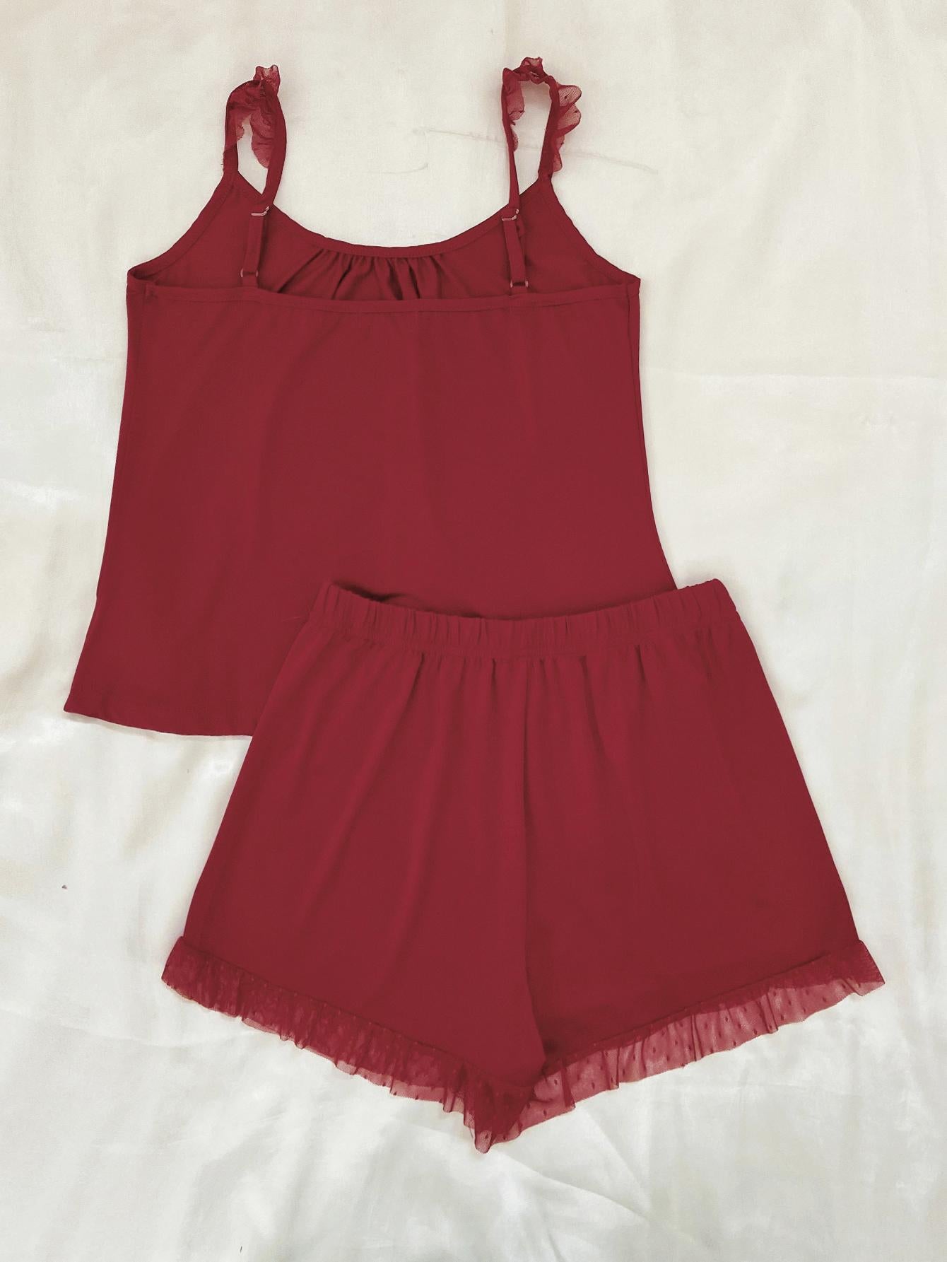 Lounge Set - Scoop Neck - Sleeveless - Lace - Relaxed Fit Apparel & Accessories > Clothing > Loungewear And And Shorts And Shorts Lounge Detail H2J Lounge Lounge Set Mesh Set Ship From Overseas Short Shorts Shorts Lounge Shorts Lounge Set Sleeve Sleeveless Spliced sync-pinterest T Top Top And Top And Shorts V