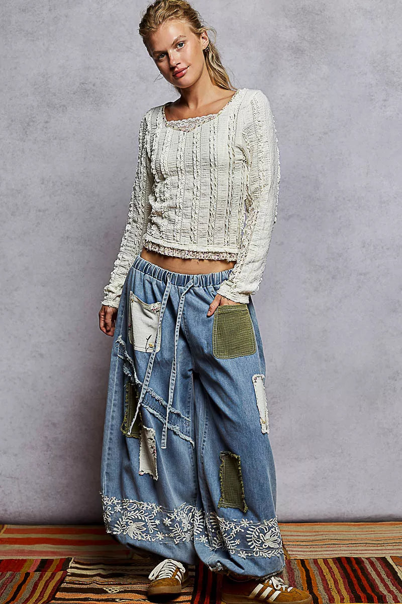 Women’s Floral Ruffled Textured Long Sleeve Blouse 10-31 POL Ship from USA