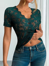 Top - Lace - V-Neck - Short Sleeve - Lightweight - Casual 5-1-overseas Ship From Overseas WXFS