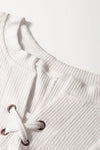 Top - Ribbed Texture - Lace Patchwork - Short Sleeve - Casual - Stretchy 5-1-overseas Ship From Overseas SYNZ