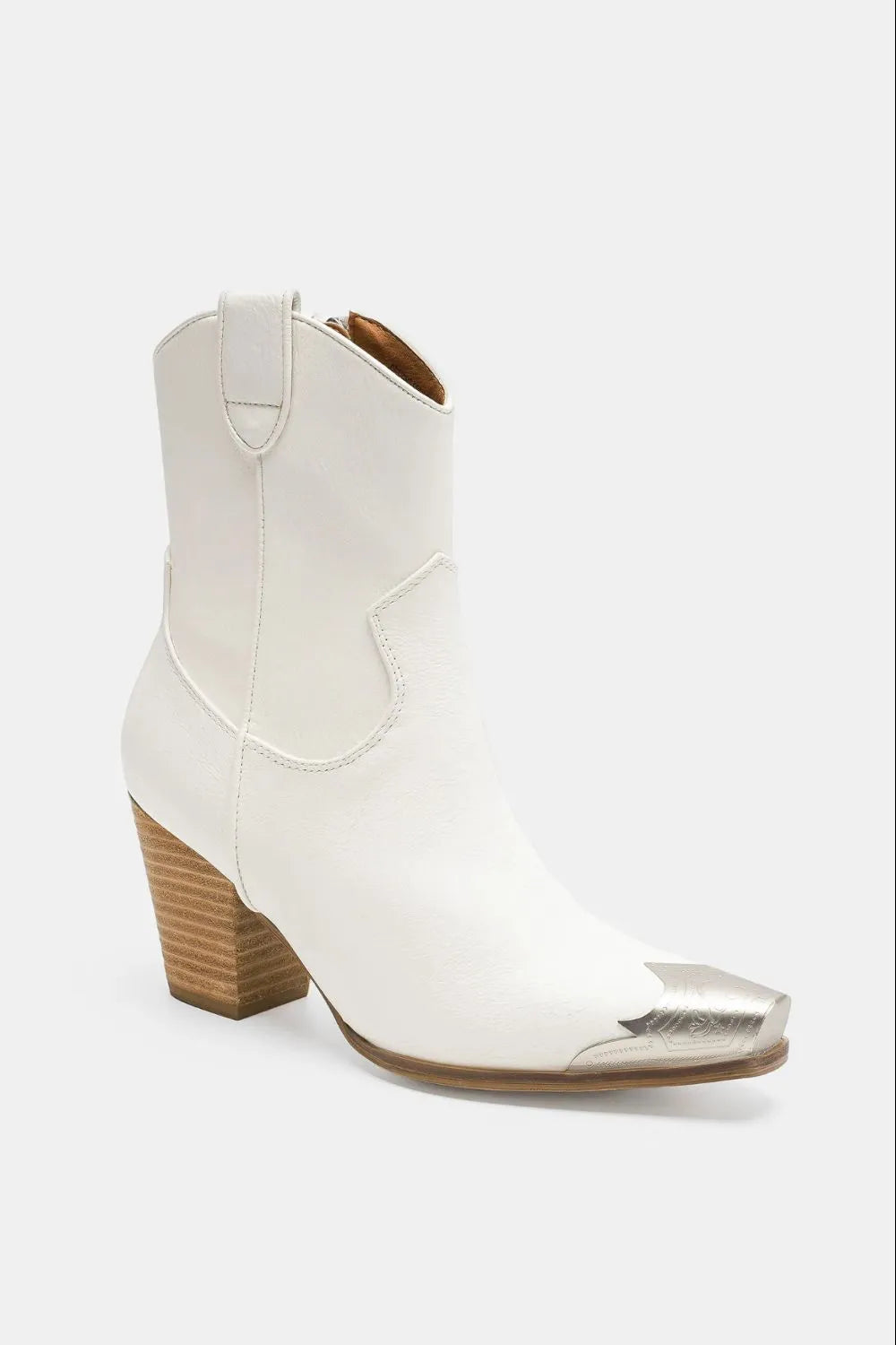 Boots - Faux Leather - Block Heel - Side Zippers - Western Style 5-5-shoes-usa Beast Fashion Ship from USA