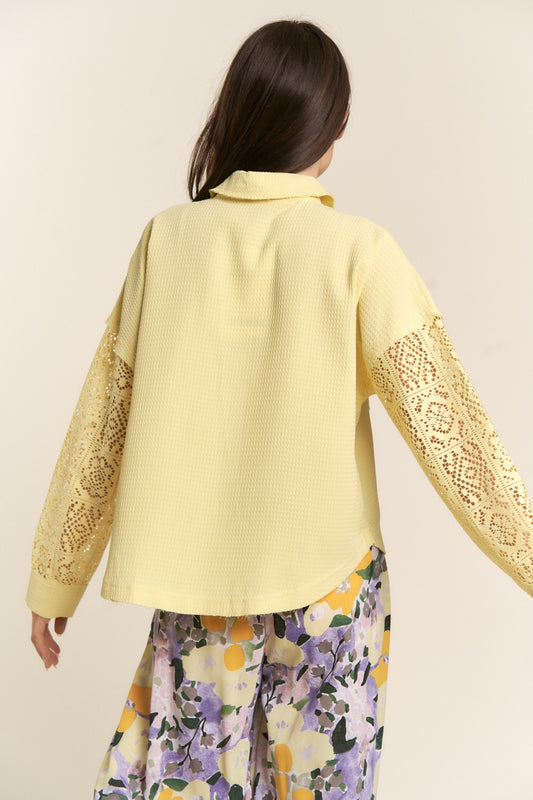 Yellow Buttoned Shirt - Long Sleeve - Lace Sleeves Clothing & Accessories > Clothing > Tops > Shirts autopostr_pinterest_71118 autopostr_pinterest_71178 autopostr_pinterest_71277 autopostr_pinterest_71511 autopostr_pinterest_71667 button lace long pinterestone shirt sleeve waffle