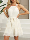 Cream Dress - Mini - Cami - Sleeveless - Tied Frill - Cute - Casual 5-1-overseas Golden Gueen Ship From Overseas
