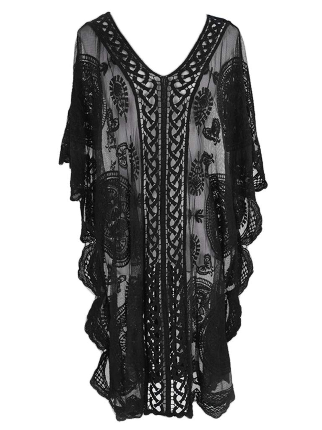 Sheer Lace Half Sleeve Polyester Top - One Size, Machine Washable Apparel & Accessories > Clothing > Tops Cover Half Half Sleeve Lace Neck Neck Half Neck Half Sleeve Ship From Overseas Sleeve Sleeve Cover sync-pinterest Up V Y$S