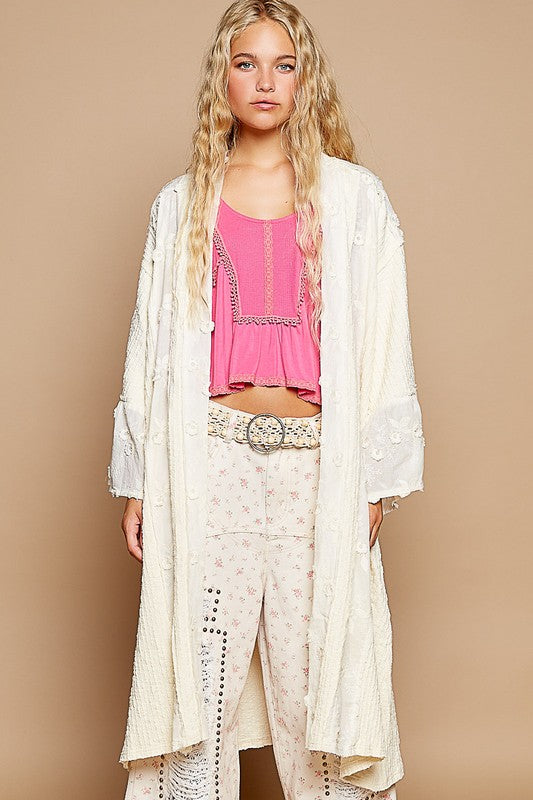 M Cream Open fron Longline Cardigan - Floral Lace autopostr_pinterest_71667 new pinterestone POL Ship from USA