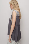 Sleeveless V-Neck Top - Lace Frill Detail - Floral Print Apparel & Accessories > Clothing > Tops autopostr_pinterest_71901 autopostr_pinterest_72819 Only Available for U.S. Residents POL Ship from USA sync-pinterest