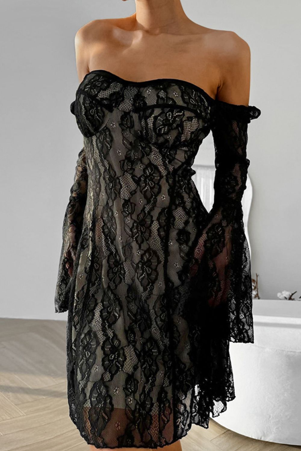 Mini Dress - Sweetheart Neck - Flare Sleeve - Lace - Nylon Blend Apparel & Accessories > Clothing > Dresses Dress Flare Flare Sleeve Heart Lace Mini Mini Dress Neck Neck Flare Neck Flare Sleeve OutdoorStyle Ship From Overseas Sleeve Sleeve Mini Sleeve Mini Dress Sweetheart Sweetheart Neck sync-pinterest T V