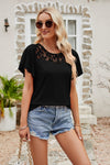 Lace Blouse - Flutter Sleeve - Round Neck - Casual Top - Solid Color Apparel & Accessories > Clothing > Tops Flutter Flutter Sleeve Lace Lamy Ship From Overseas Sleeve Sleeve T Sleeve Top Spliced Spliced Lace sync-pinterest T Top V