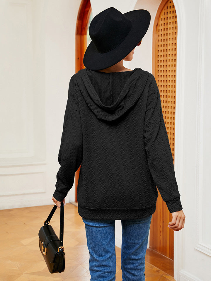 Hoodie - Lace-Up Stretch Rayon Opaque Long Sleeve Top Apparel & Accessories > Clothing > Tops > Hoodies M.N.Y Ship From Overseas sync-pinterest
