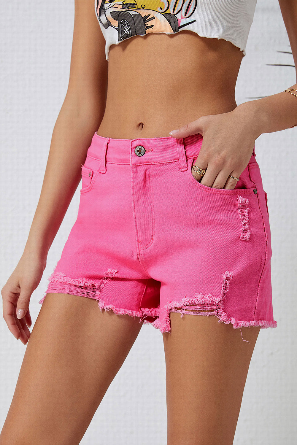 Rose Denim Shorts