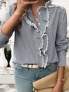 Lace Blouse - Ruffled Sheer Opaque Design - Polyester Cotton Apparel & Accessories > Clothing > Tops DY Ship From Overseas sync-pinterest