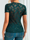 Top - Lace - V-Neck - Short Sleeve - Lightweight - Casual 5-1-overseas Ship From Overseas WXFS