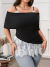 Lace Detail Blouse - Plus Size Stretch Polyester 1XL-4XL Apparel & Accessories > Clothing > Tops > Blouses Honey Ship From Overseas sync-pinterest