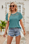 Lace Blouse - Flutter Sleeve - Round Neck - Casual Top - Solid Color Apparel & Accessories > Clothing > Tops Flutter Flutter Sleeve Lace Lamy Ship From Overseas Sleeve Sleeve T Sleeve Top Spliced Spliced Lace sync-pinterest T Top V