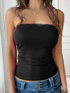Black Viscose Top - Stretch Lace Detail - Opaque Elastic Blend Apparel & Accessories > Clothing > Tops Devine Ship From Overseas sync-pinterest