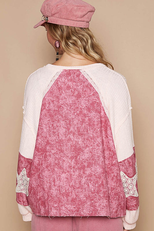 Blush/Berry Lace Detail Floral Pattern V Neck Top Clothing & Accessories > Clothing > Tops autopostr_pinterest_71118 autopostr_pinterest_71178 autopostr_pinterest_71277 detail floral lace neck pattern pol top