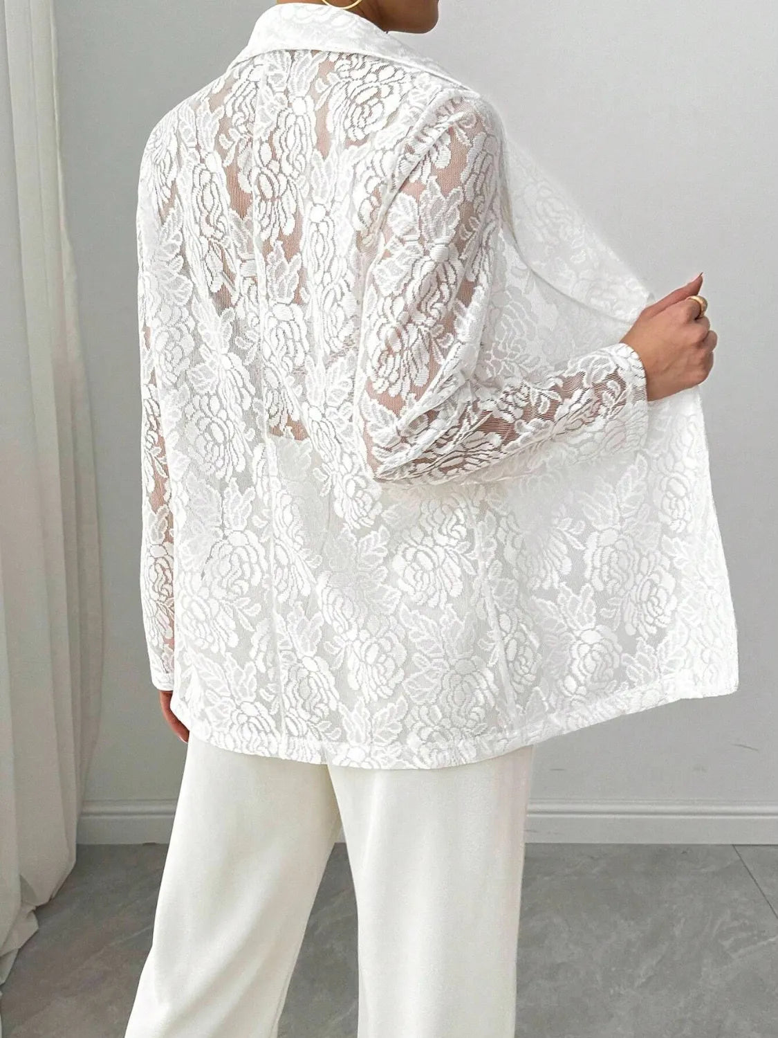 Blazer - Long Sleeve - Lace Lapel Collar - Structured - Lightweight - Casual 4-29 Ship From Overseas WXFS