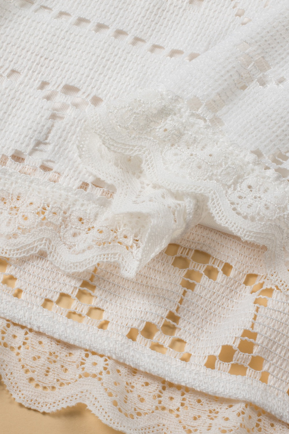 Elegant Lace Polyester Top - Machine Washable, No Stretch, Imported Apparel & Accessories > Clothing > Tops Blouse Crochet Hem Lace Neck Neck Blouse Ship From Overseas sync-pinterest SYNZ T V V Neck