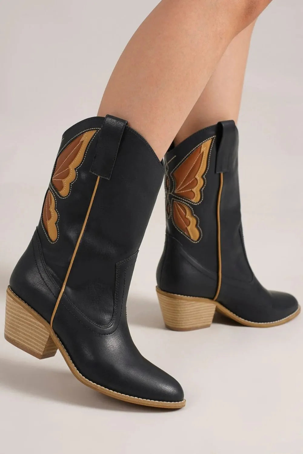 Black Butterfly Cut Boots – Whimsical Pointed Elegance Beast Fashion Ship from USA shoes_ sales_0701-0715