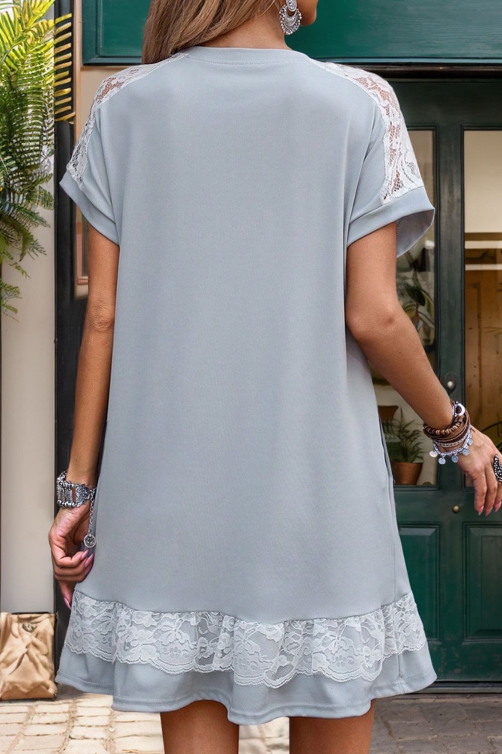 Semi-Sheer Lace Detail Dress with Slight Stretch Apparel & Accessories > Clothing > Dresses Detail Detail Round Detail Round Neck Dress Hundredth Lace Lace Detail Lace Detail Round Neck Neck Short Neck Short Sleeve Round Round Neck Round Neck Short Ship From Overseas Short Short Sleeve Short Sleeve Dress Sleeve Sleeve Dress sync-pinterest V