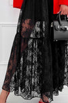 Midi Skirt - Lined Lace - Semi-Sheer Overlay Apparel & Accessories > Clothing > Skirts Lace Maxi Ship From Overseas Skirt sync-pinterest T Waist WXFS
