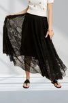 Maxi Skirt - Lace Boho Elastic Waist - Casual Romantic Style 4-23-usa ADORA Ship from USA