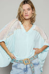 Crochet Lace V-Neck Top - High-Low - Studded Accents - Oversized Fit Apparel & Accessories > Clothing > Tops autopostr_pinterest_72819 Only Available for U.S. Residents POL Ship from USA sync-pinterest