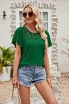 Lace Blouse - Flutter Sleeve - Round Neck - Casual Top - Solid Color Apparel & Accessories > Clothing > Tops Flutter Flutter Sleeve Lace Lamy Ship From Overseas Sleeve Sleeve T Sleeve Top Spliced Spliced Lace sync-pinterest T Top V