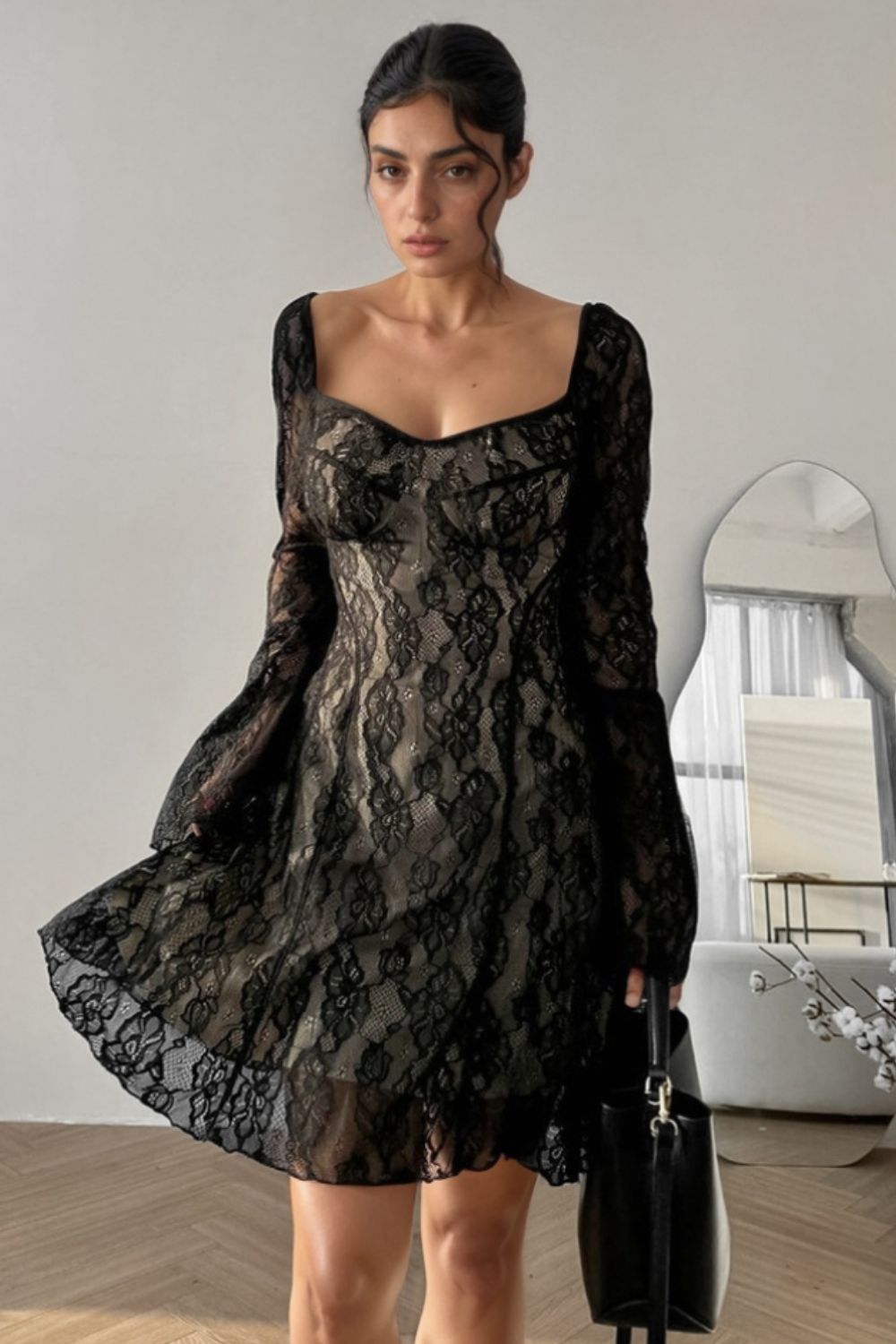 Mini Dress - Sweetheart Neck - Flare Sleeve - Lace - Nylon Blend Apparel & Accessories > Clothing > Dresses Dress Flare Flare Sleeve Heart Lace Mini Mini Dress Neck Neck Flare Neck Flare Sleeve OutdoorStyle Ship From Overseas Sleeve Sleeve Mini Sleeve Mini Dress Sweetheart Sweetheart Neck sync-pinterest T V