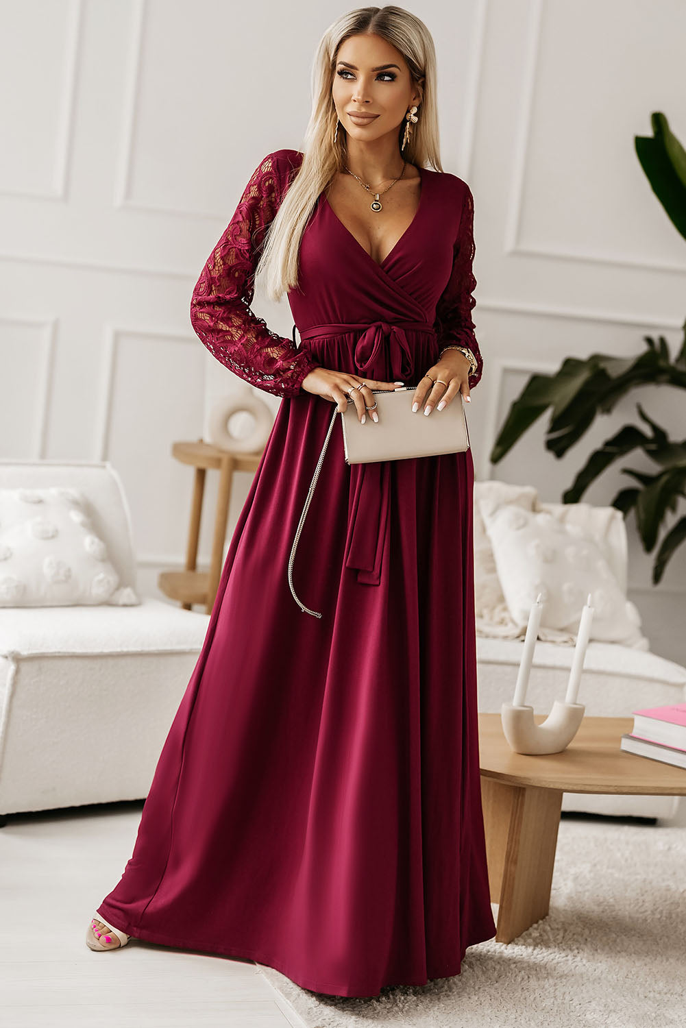 Surplice Tie-Waist Maxi Dress